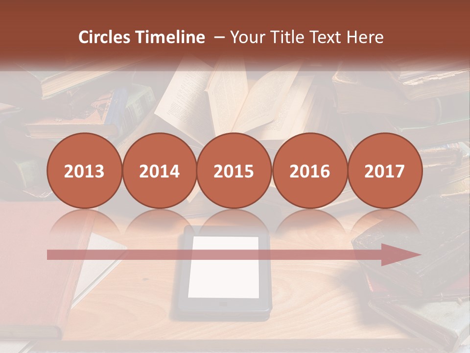 A Pile Of Books And A Tablet On A Table PowerPoint Template