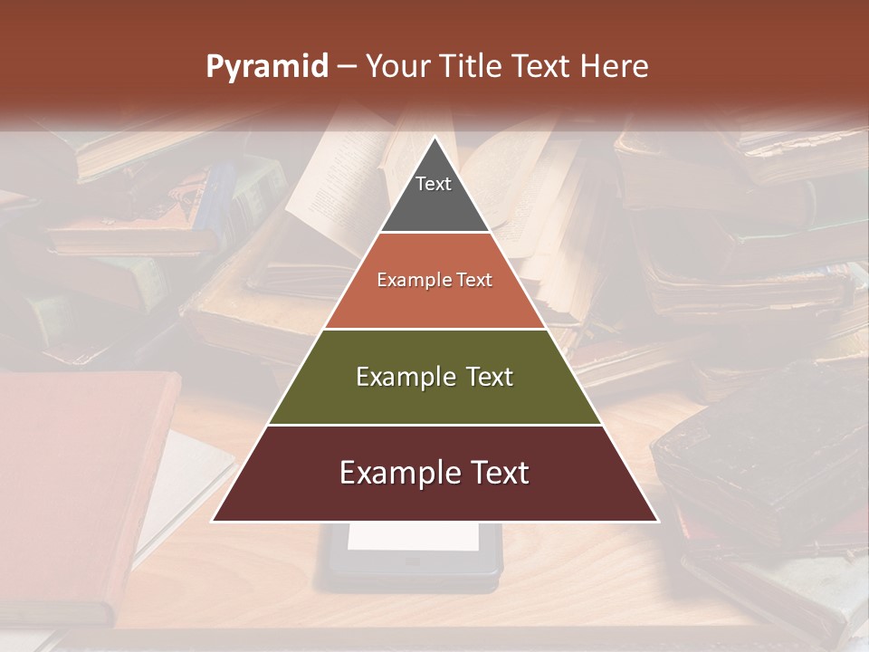 A Pile Of Books And A Tablet On A Table PowerPoint Template