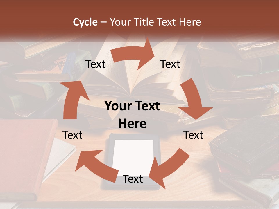 A Pile Of Books And A Tablet On A Table PowerPoint Template