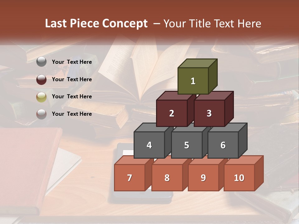 A Pile Of Books And A Tablet On A Table PowerPoint Template