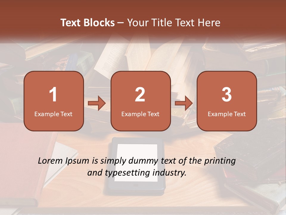 A Pile Of Books And A Tablet On A Table PowerPoint Template
