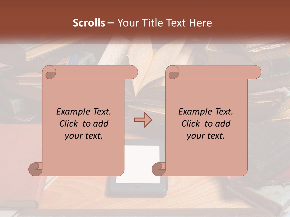 A Pile Of Books And A Tablet On A Table PowerPoint Template