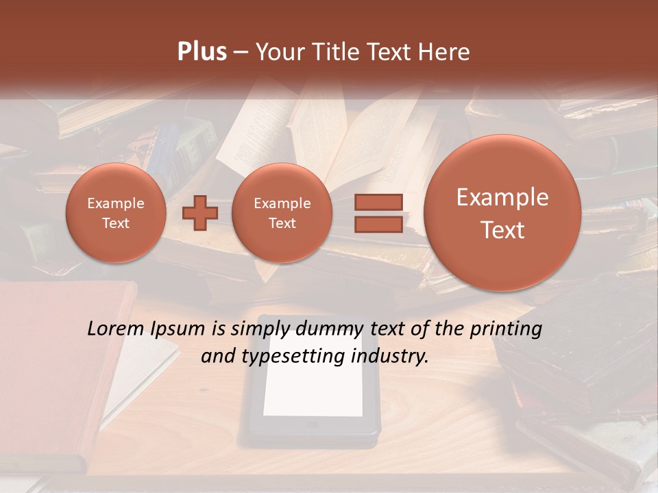 A Pile Of Books And A Tablet On A Table PowerPoint Template