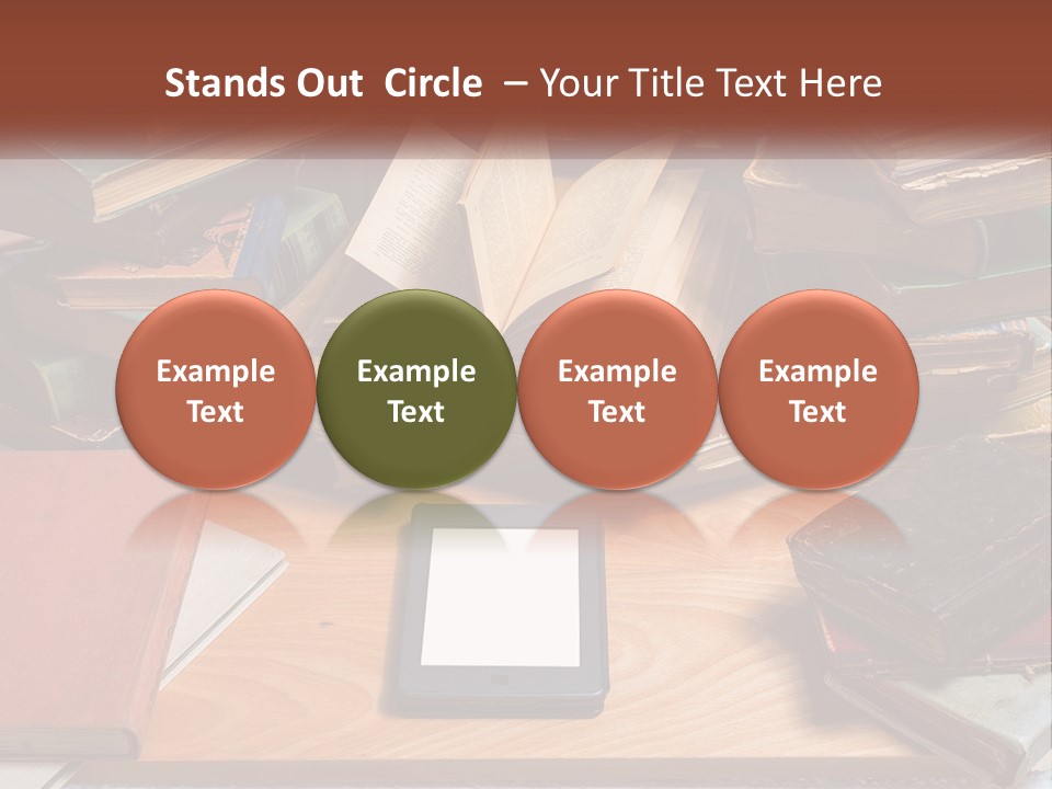 A Pile Of Books And A Tablet On A Table PowerPoint Template