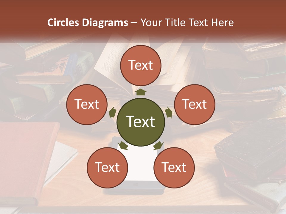 A Pile Of Books And A Tablet On A Table PowerPoint Template