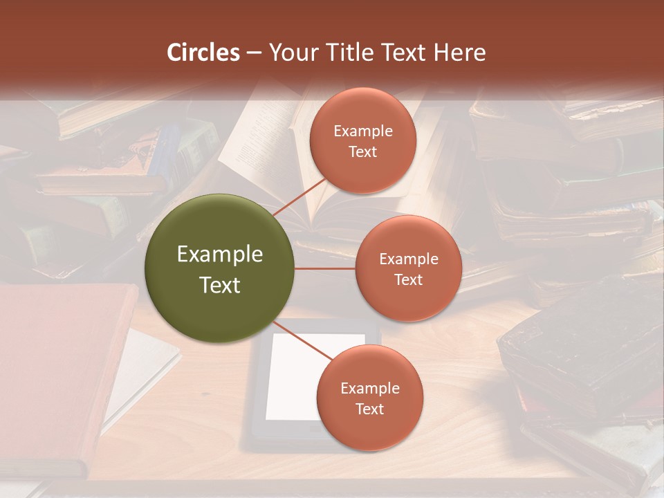 A Pile Of Books And A Tablet On A Table PowerPoint Template