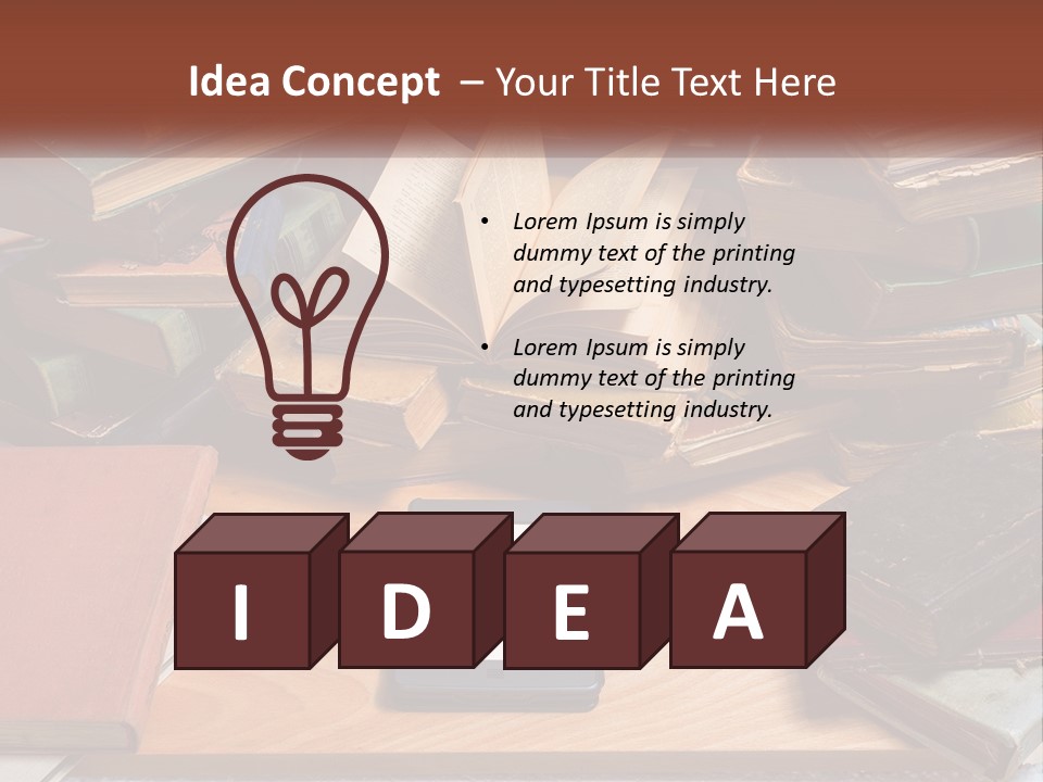 A Pile Of Books And A Tablet On A Table PowerPoint Template