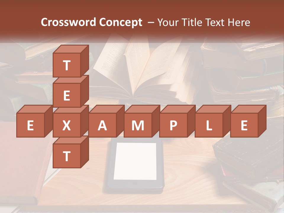 A Pile Of Books And A Tablet On A Table PowerPoint Template