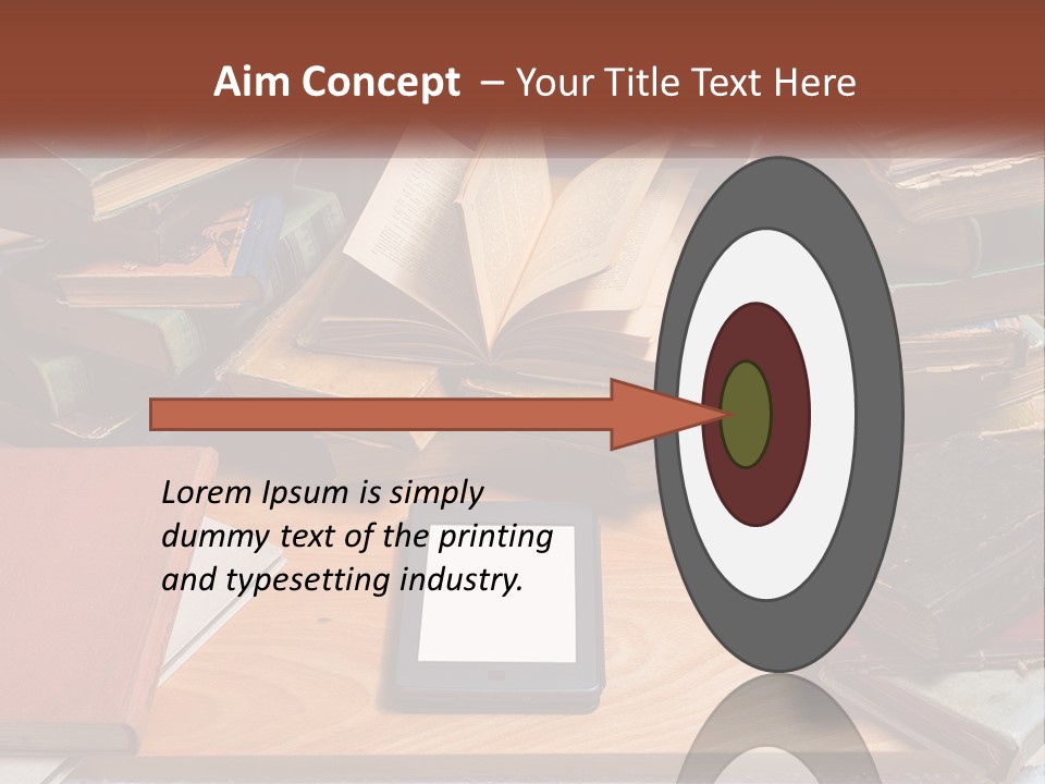 A Pile Of Books And A Tablet On A Table PowerPoint Template