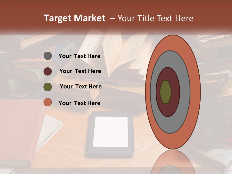 A Pile Of Books And A Tablet On A Table PowerPoint Template