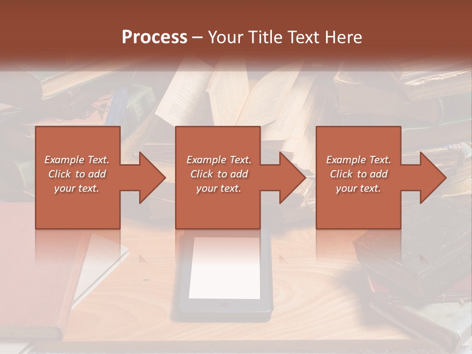 A Pile Of Books And A Tablet On A Table PowerPoint Template