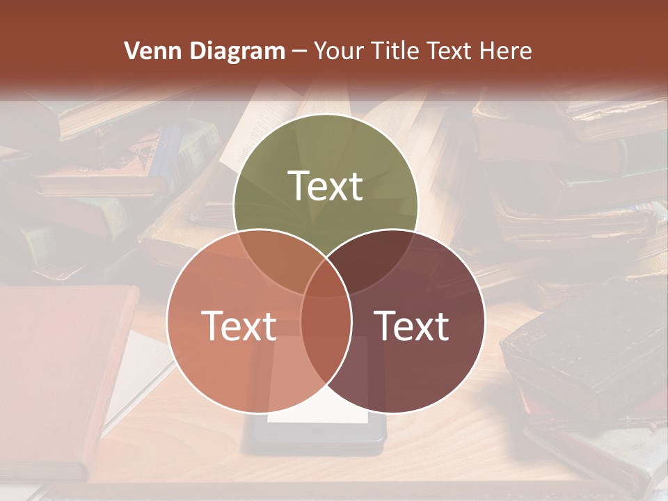 A Pile Of Books And A Tablet On A Table PowerPoint Template