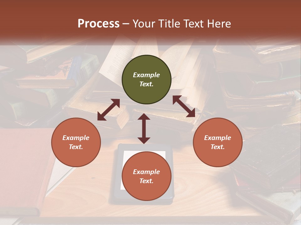 A Pile Of Books And A Tablet On A Table PowerPoint Template