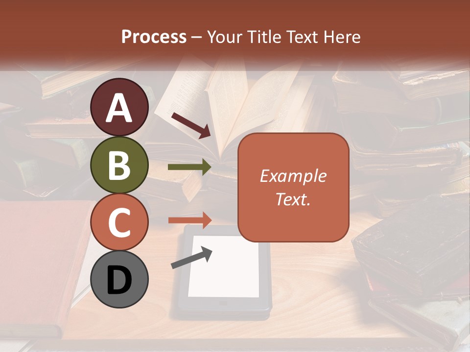 A Pile Of Books And A Tablet On A Table PowerPoint Template