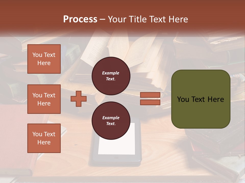 A Pile Of Books And A Tablet On A Table PowerPoint Template