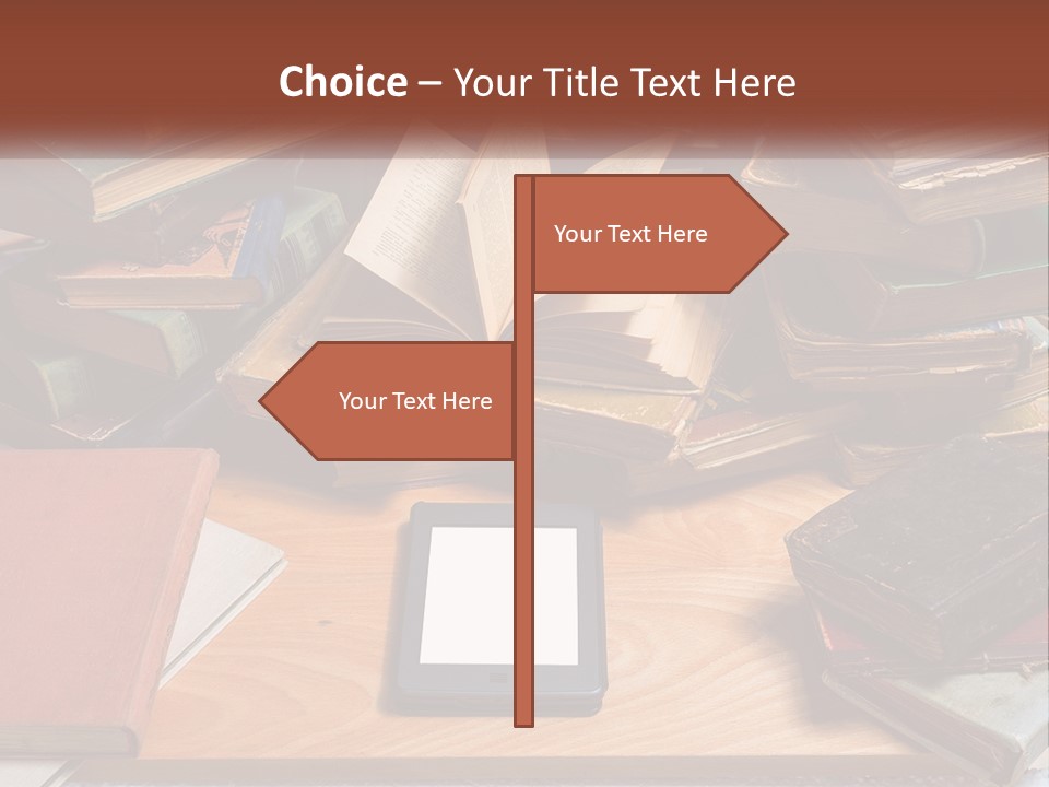 A Pile Of Books And A Tablet On A Table PowerPoint Template