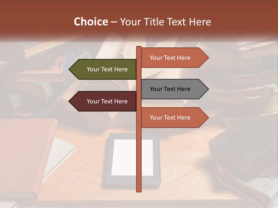 A Pile Of Books And A Tablet On A Table PowerPoint Template
