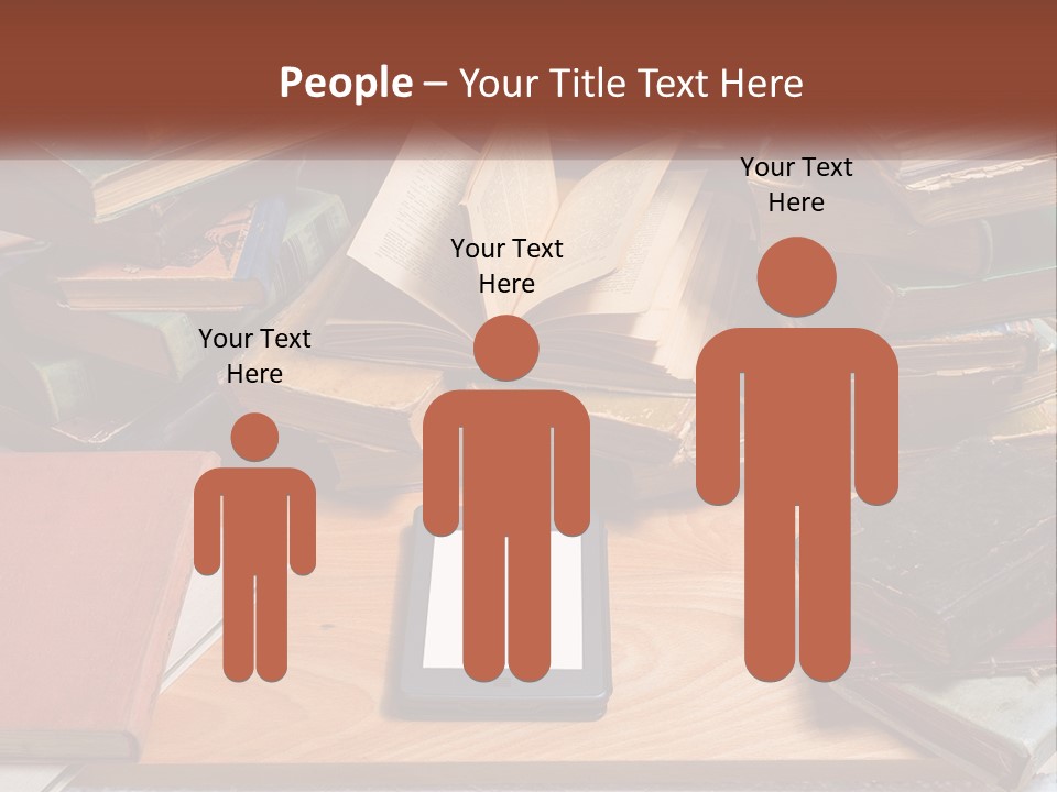 A Pile Of Books And A Tablet On A Table PowerPoint Template