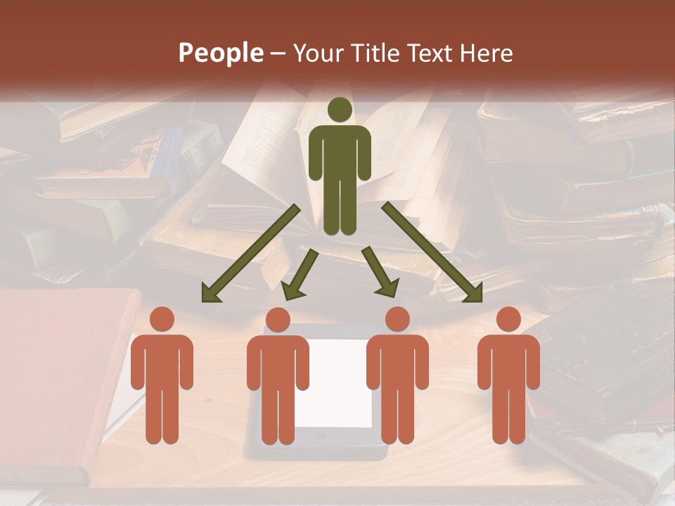 A Pile Of Books And A Tablet On A Table PowerPoint Template