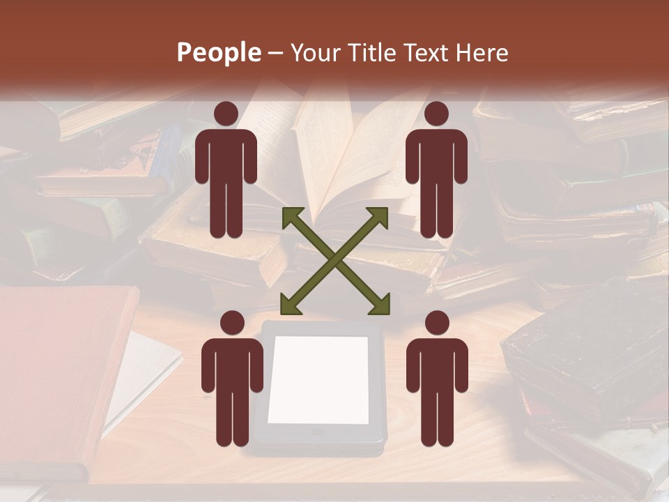 A Pile Of Books And A Tablet On A Table PowerPoint Template
