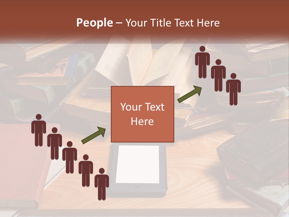 A Pile Of Books And A Tablet On A Table PowerPoint Template