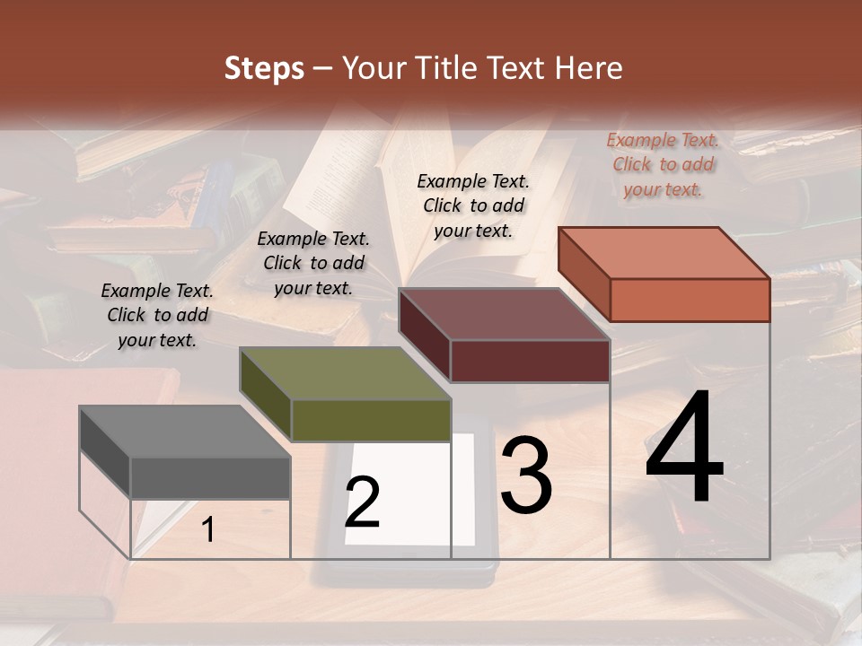 A Pile Of Books And A Tablet On A Table PowerPoint Template