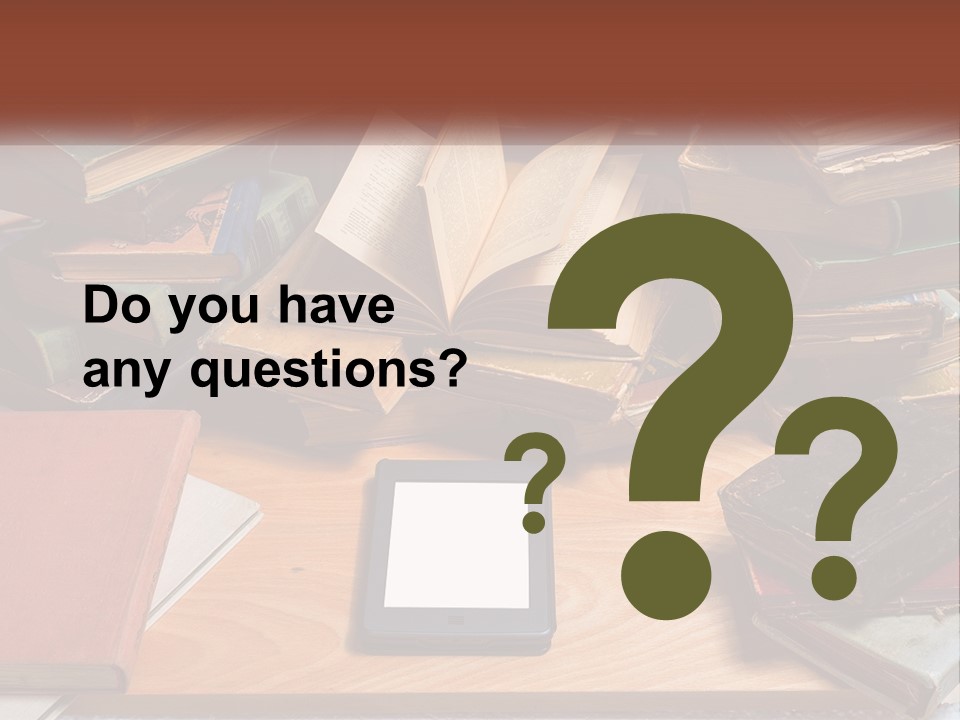 A Pile Of Books And A Tablet On A Table PowerPoint Template