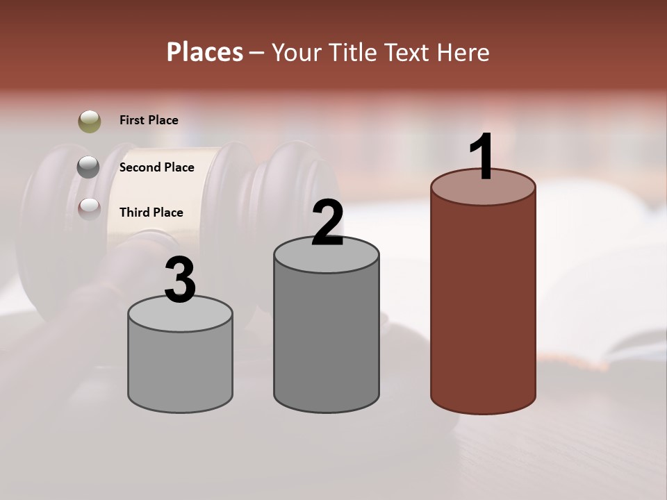 A Wooden Judge's Hammer On Top Of A Wooden Table PowerPoint Template