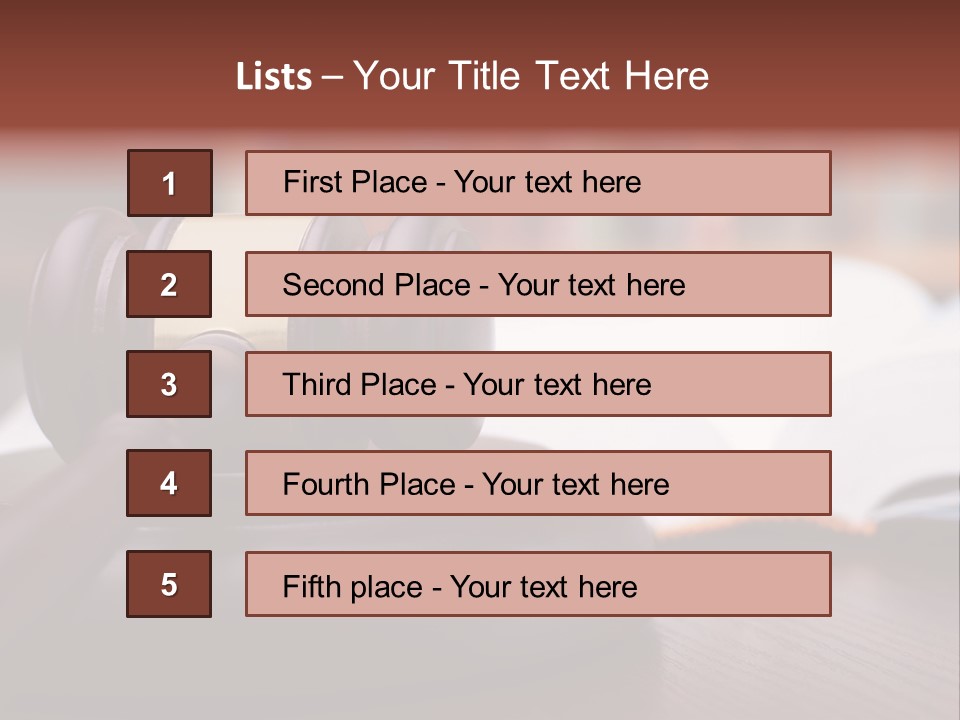 A Wooden Judge's Hammer On Top Of A Wooden Table PowerPoint Template