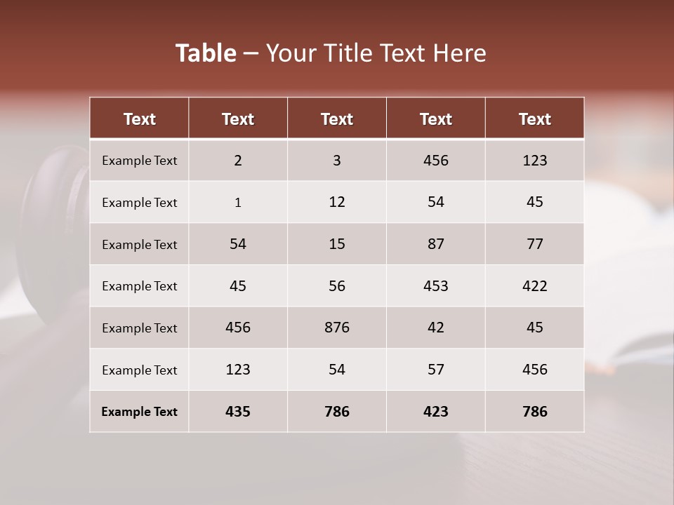 A Wooden Judge's Hammer On Top Of A Wooden Table PowerPoint Template