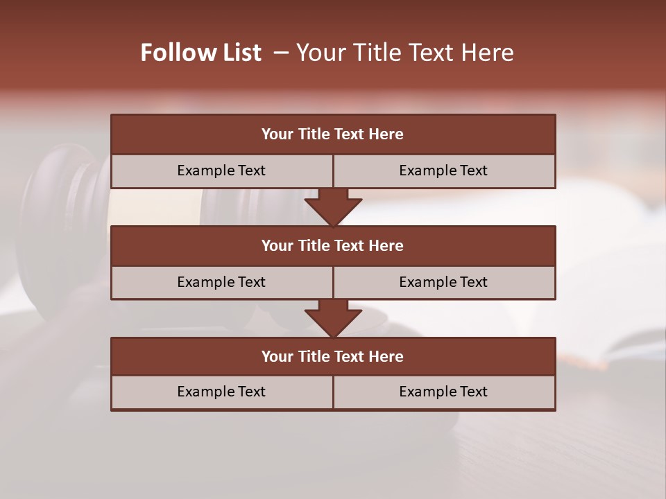 A Wooden Judge's Hammer On Top Of A Wooden Table PowerPoint Template