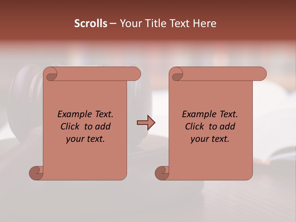 A Wooden Judge's Hammer On Top Of A Wooden Table PowerPoint Template