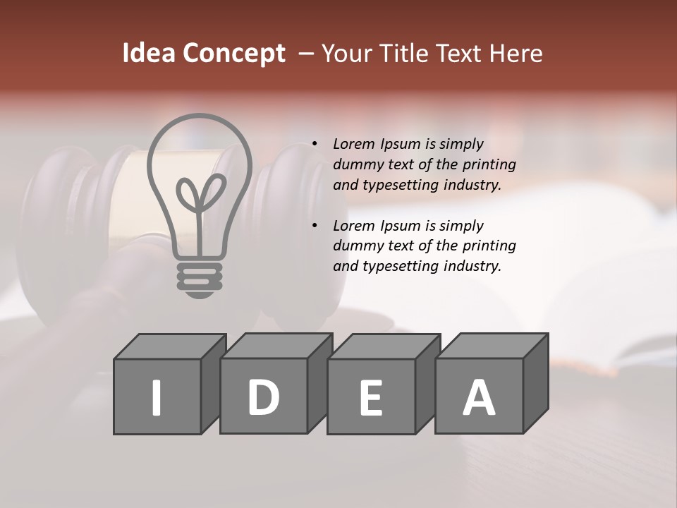 A Wooden Judge's Hammer On Top Of A Wooden Table PowerPoint Template