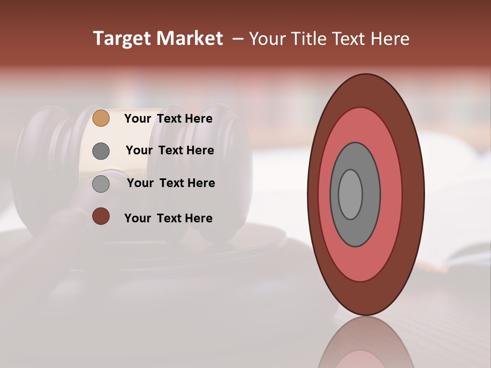 A Wooden Judge's Hammer On Top Of A Wooden Table PowerPoint Template