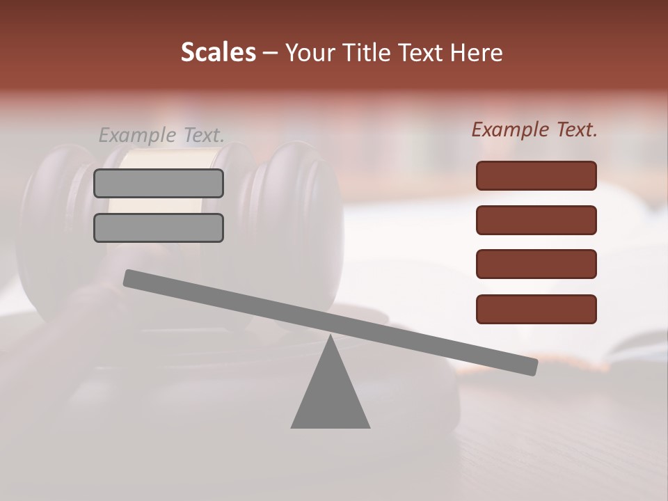 A Wooden Judge's Hammer On Top Of A Wooden Table PowerPoint Template