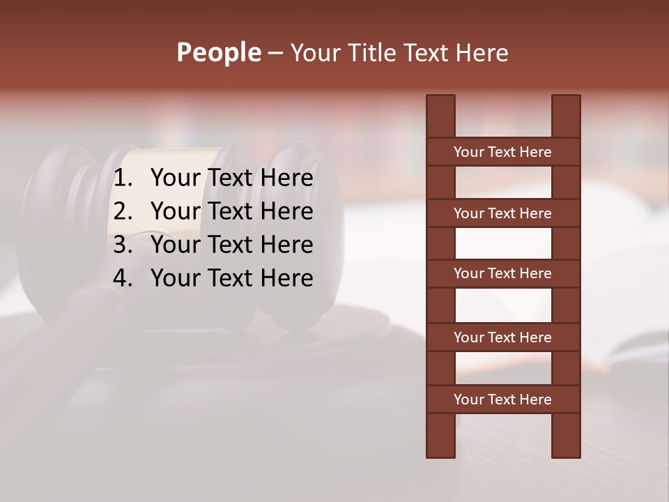 A Wooden Judge's Hammer On Top Of A Wooden Table PowerPoint Template