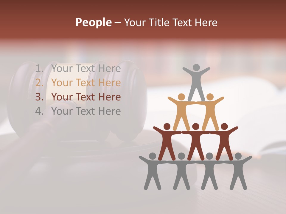 A Wooden Judge's Hammer On Top Of A Wooden Table PowerPoint Template