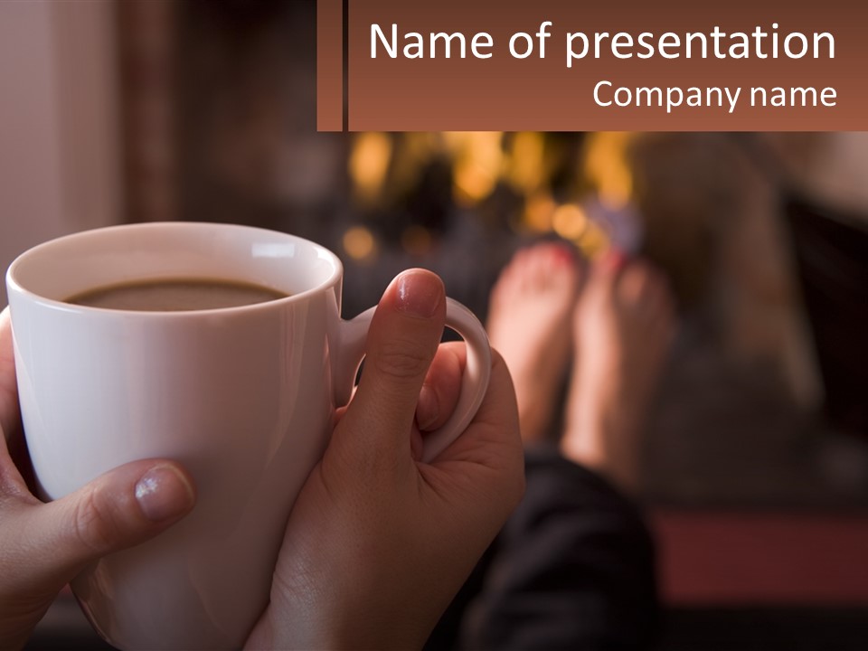 A Woman Holding A Cup Of Coffee In Her Hands PowerPoint Template