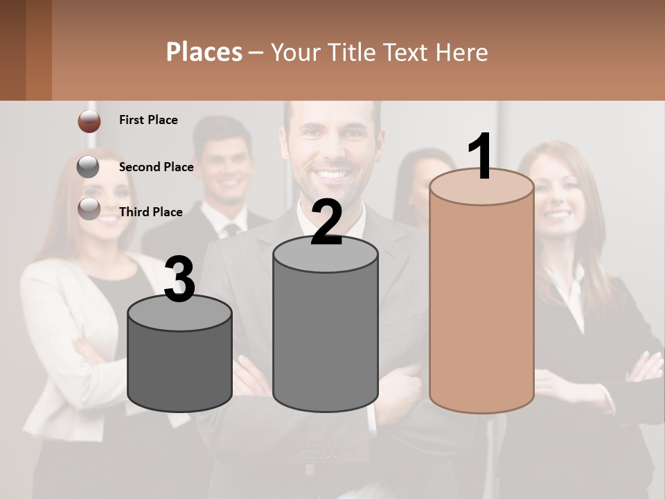 A Group Of Business People Standing In Front Of A Wall PowerPoint Template