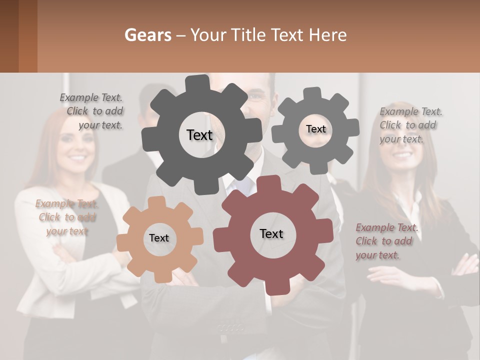 A Group Of Business People Standing In Front Of A Wall PowerPoint Template