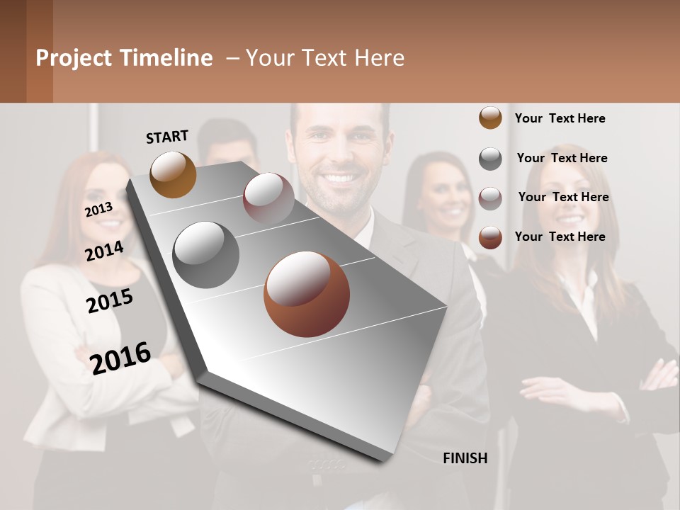 A Group Of Business People Standing In Front Of A Wall PowerPoint Template