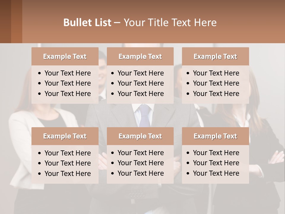 A Group Of Business People Standing In Front Of A Wall PowerPoint Template