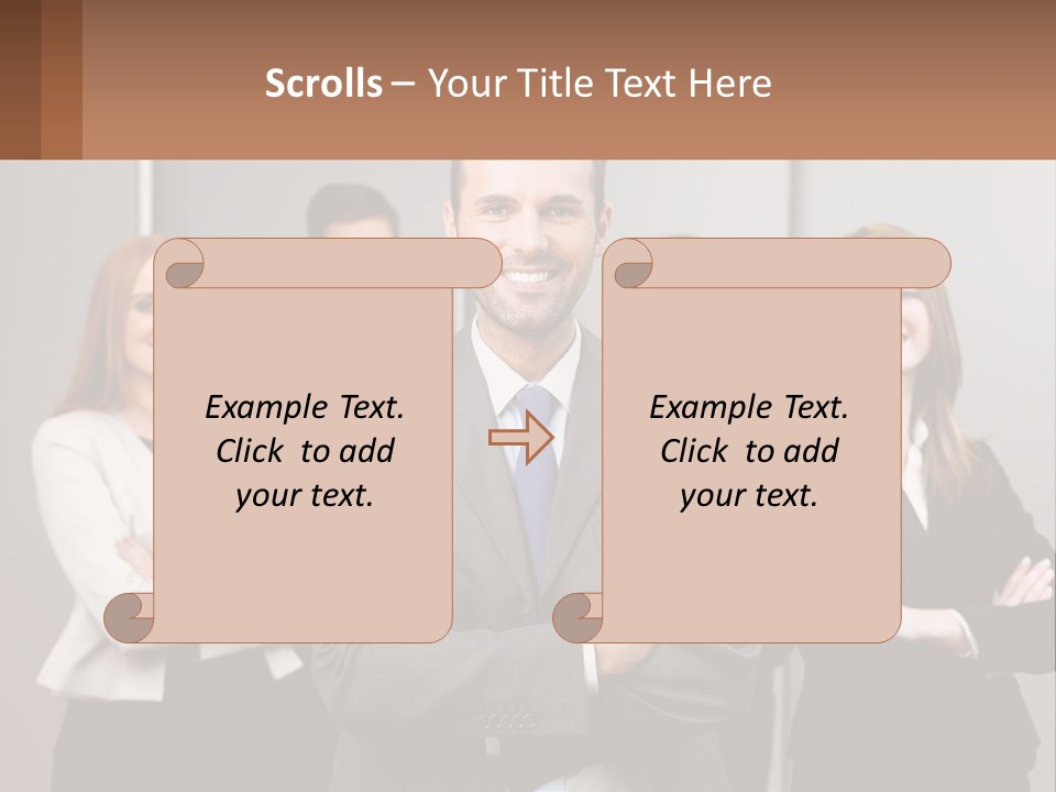 A Group Of Business People Standing In Front Of A Wall PowerPoint Template