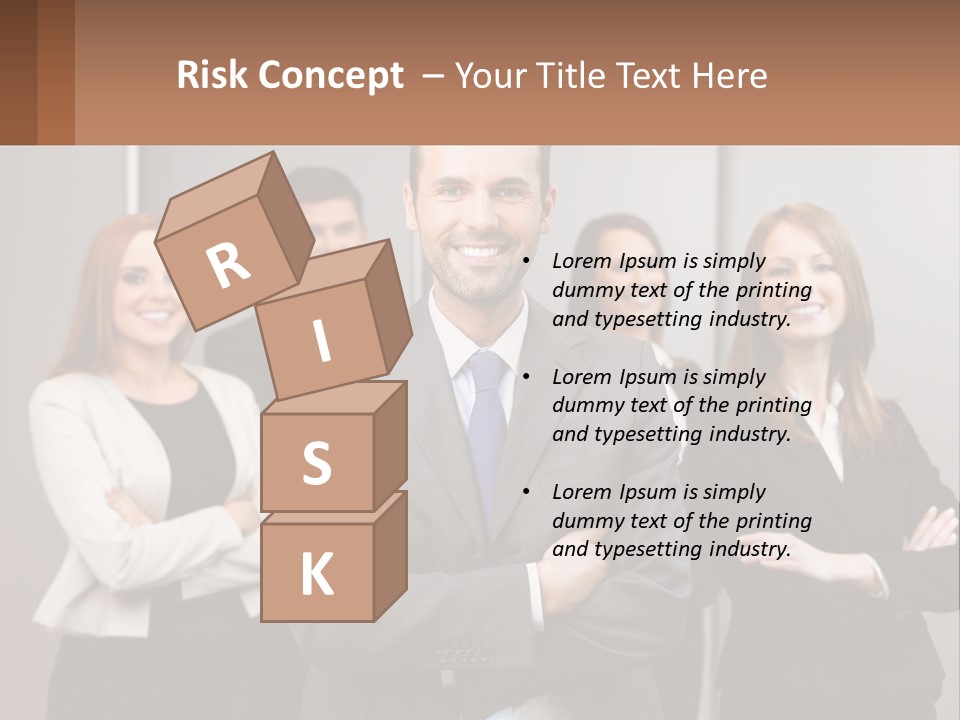 A Group Of Business People Standing In Front Of A Wall PowerPoint Template