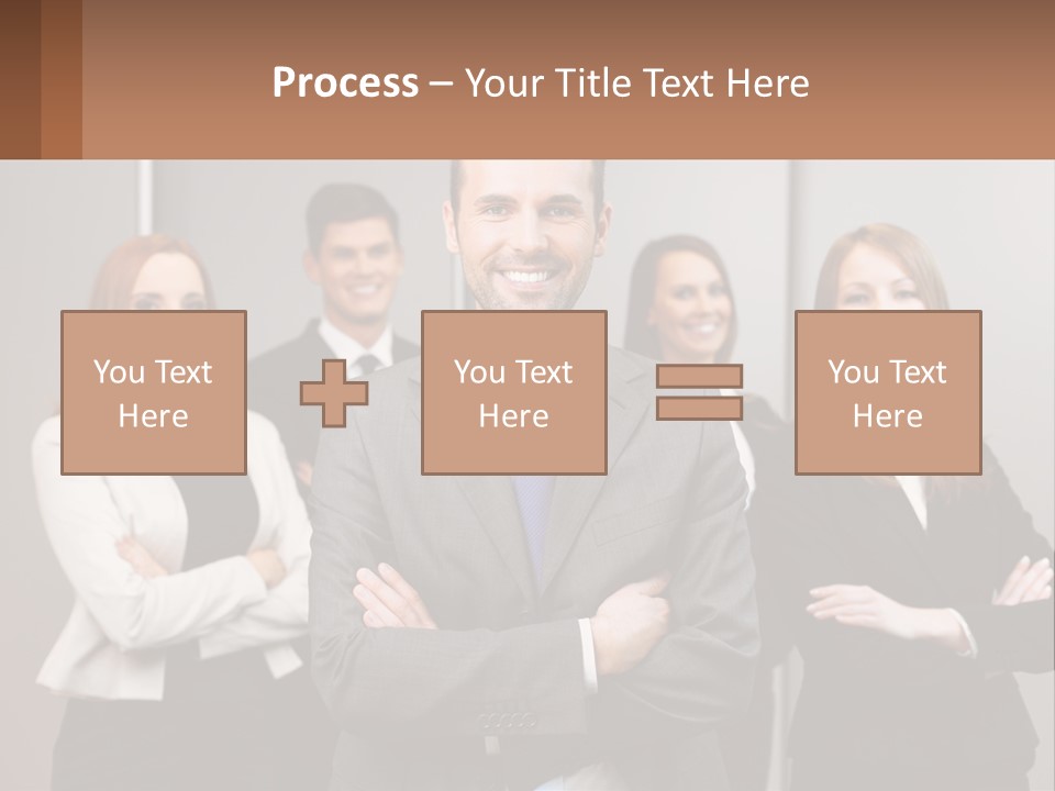 A Group Of Business People Standing In Front Of A Wall PowerPoint Template