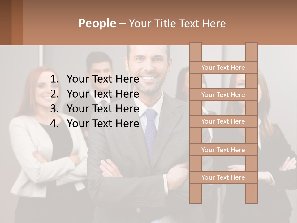 A Group Of Business People Standing In Front Of A Wall PowerPoint Template