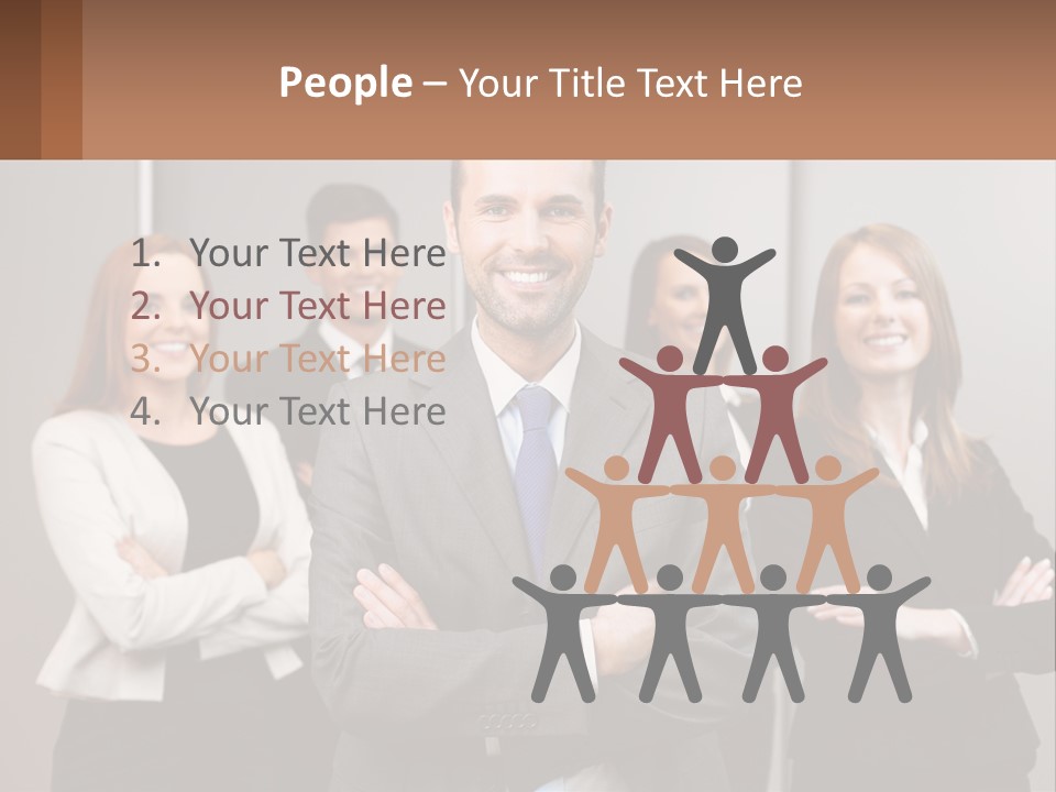 A Group Of Business People Standing In Front Of A Wall PowerPoint Template