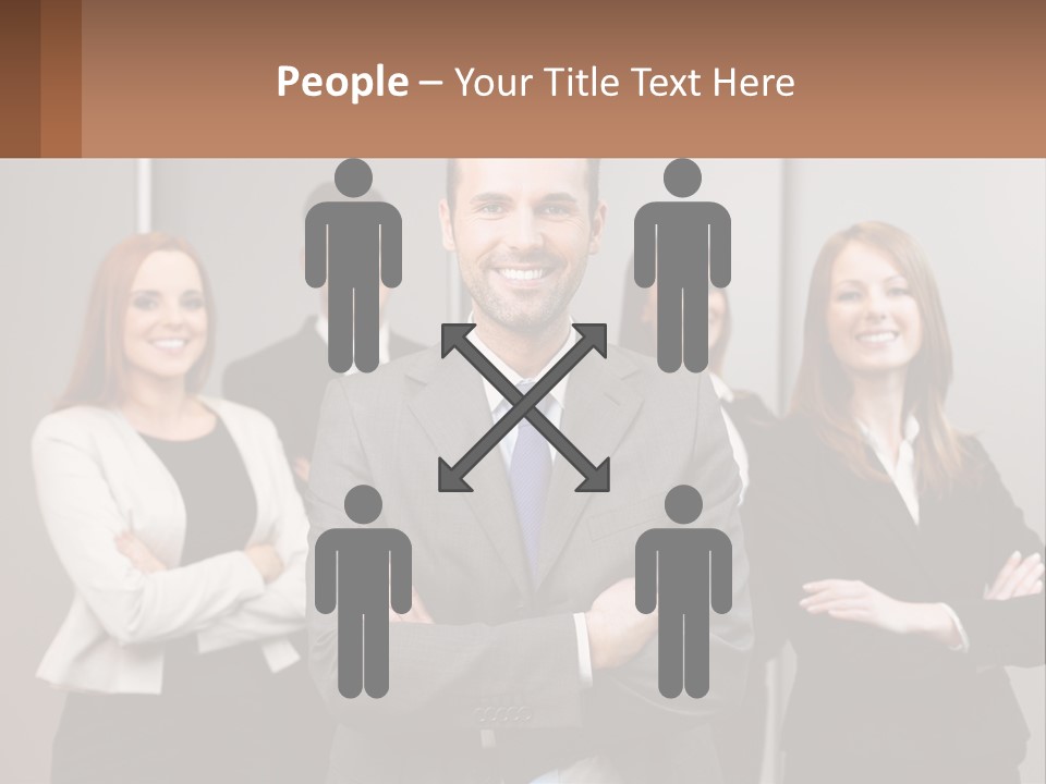 A Group Of Business People Standing In Front Of A Wall PowerPoint Template