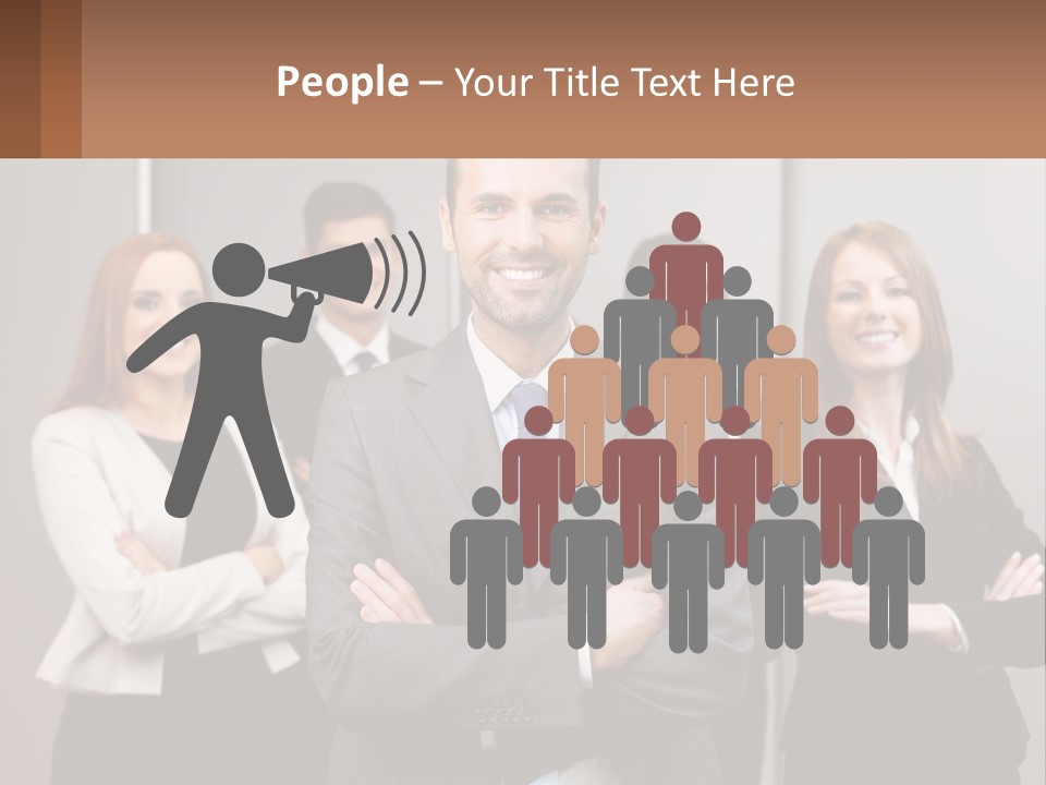 A Group Of Business People Standing In Front Of A Wall PowerPoint Template