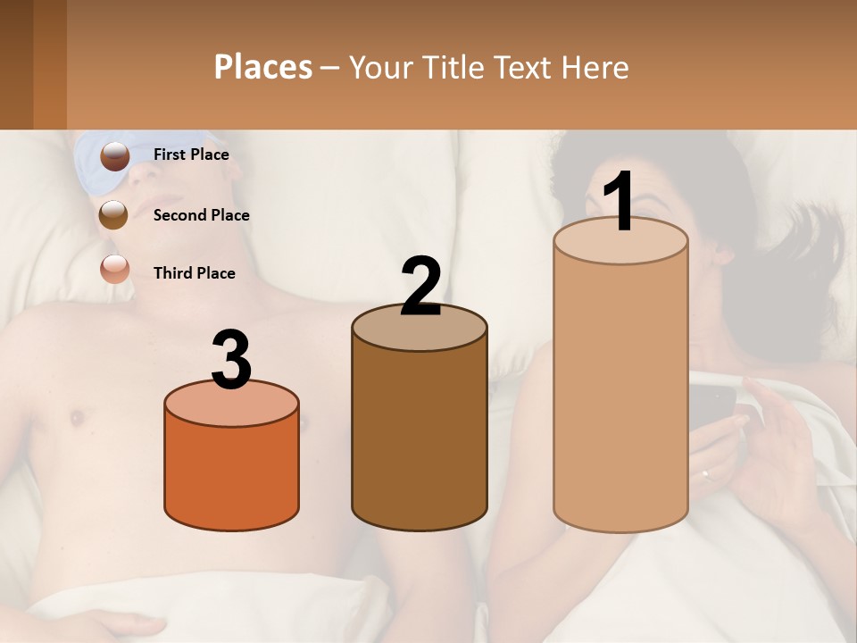 A Man And A Woman Laying In Bed With A Blindfold On Their Eyes PowerPoint Template